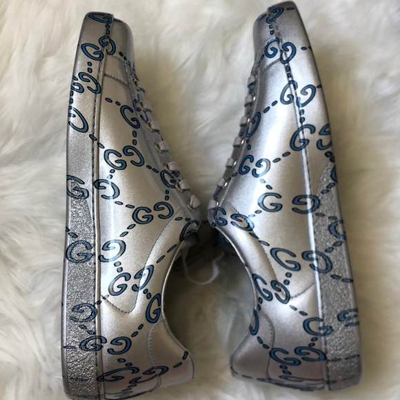 Gucci Silver and Blue Sneakers - Picture 6 of 11
